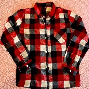 Boys Red & Blue Flannel Button Up Shirt, Size 10